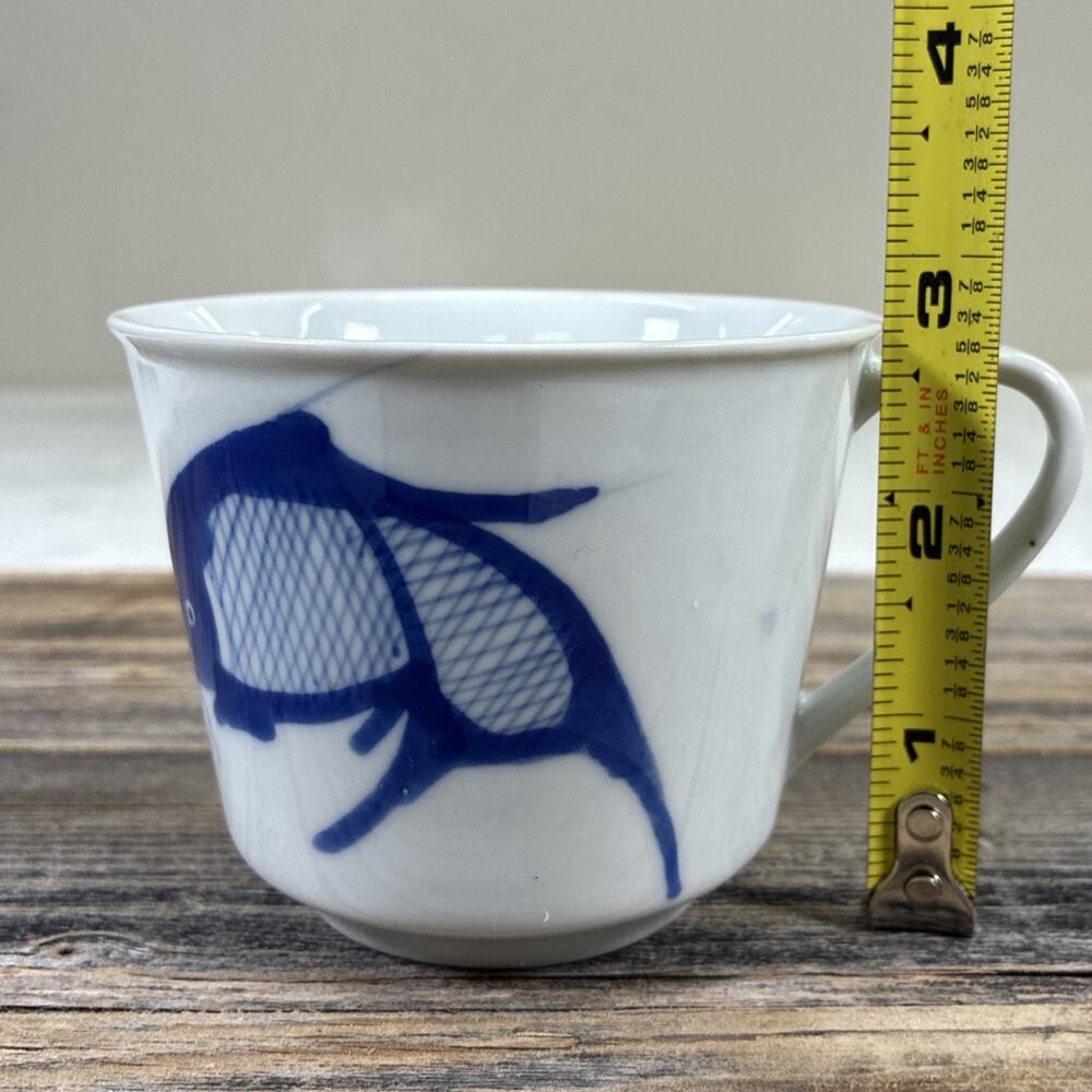 Vintage Chinese Blue & White Porcelain Koi Carp Fish Cup & Saucer Replacement - Picture 11 of 15